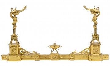 Brass Fender with Aladdin Lamps and Serpents
